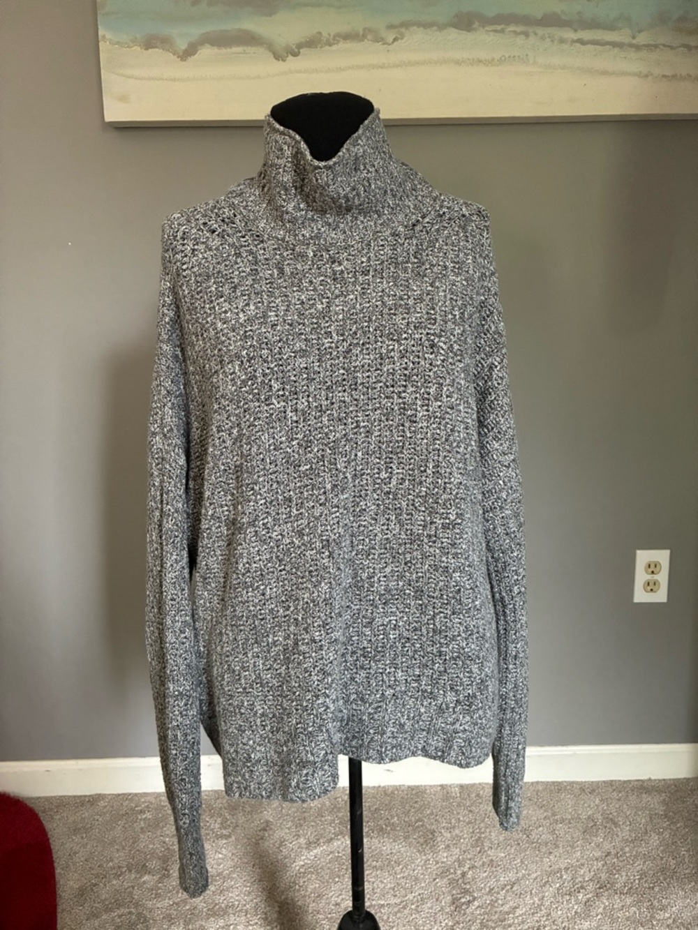 American Eagle Outfitters Gray Marled Turtleneck Sweater